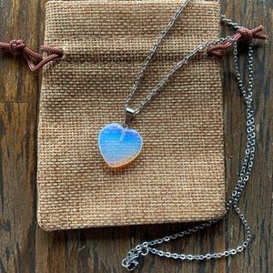 Brand New Opalite Heart Necklace Opalite Necklace Opalite Pendant